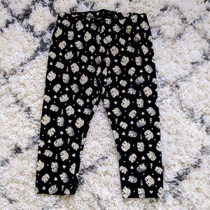 Girl's Black Capri Legging with Elephants